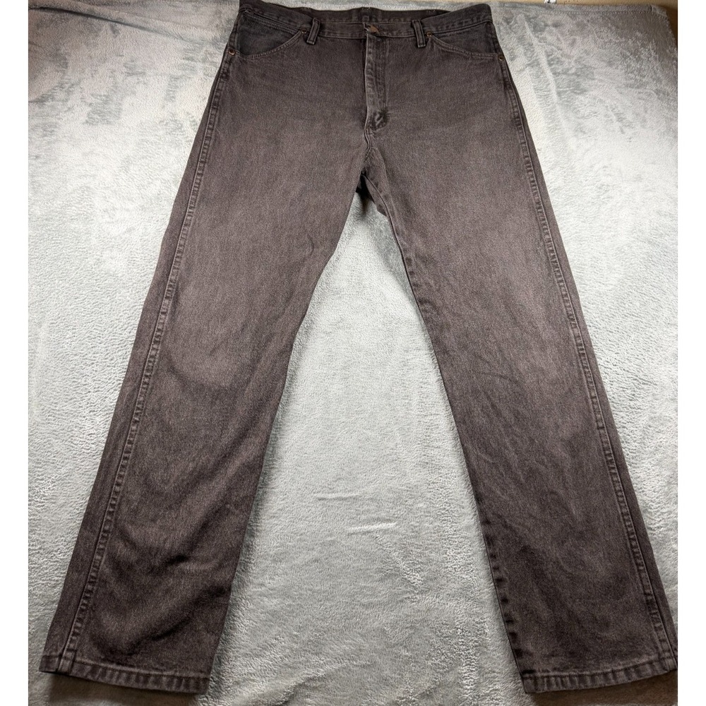 Vtg 90s Wrangler 936WBK Cowboy Cut Jeans 36x32 USA Black Smoky Fade